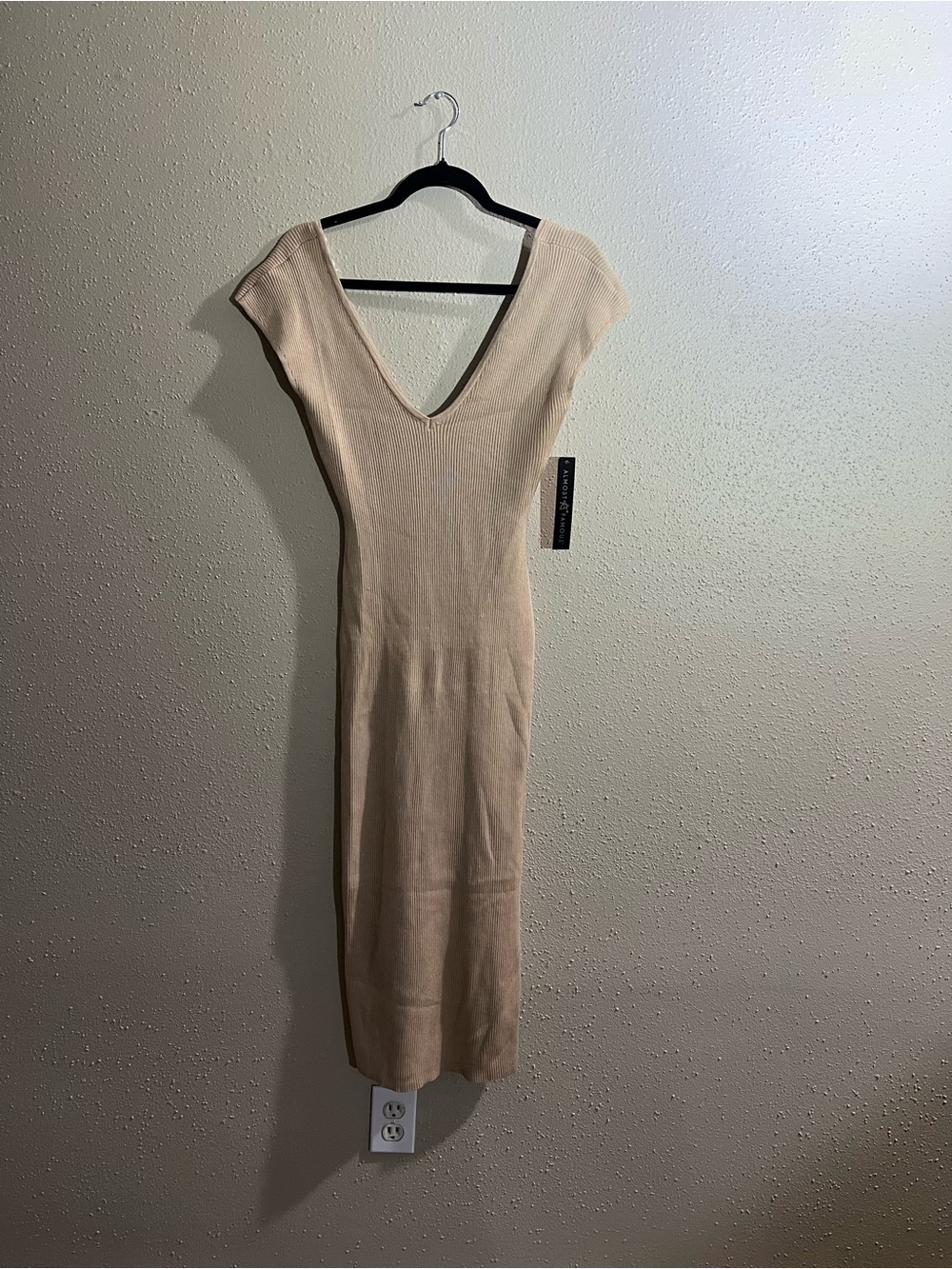 Almost Famous Beige V-Neck Midi Dress